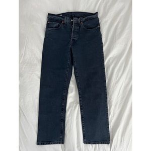 Levi’s 501 High Waist Crop Straight Leg Jeans (Deep Dark) - 26